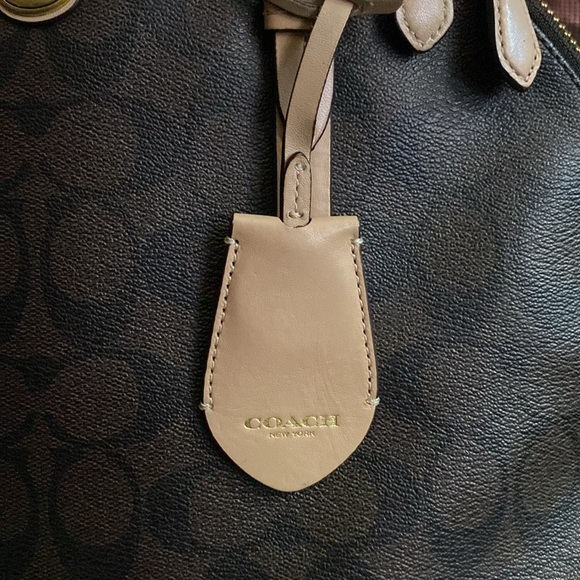 Coach Peyton Signature Domed Cora Satchel in Cora Brown Coated Canvas - Picture 15 of 16